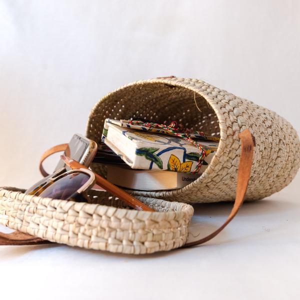 Woven bag with personal accessories 